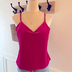 Express Pink Velvet Crossback Top Large